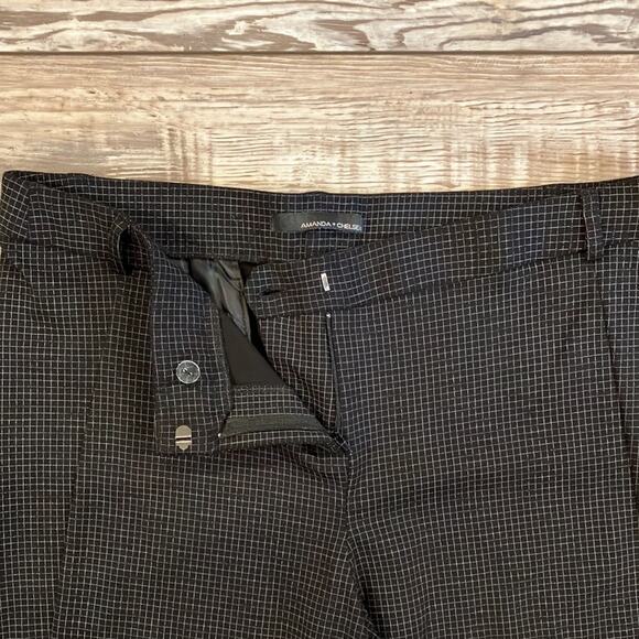 AMANDA AND CHELSEA Black White Grid Print Ankle Pants  16 - Picture 3 of 11